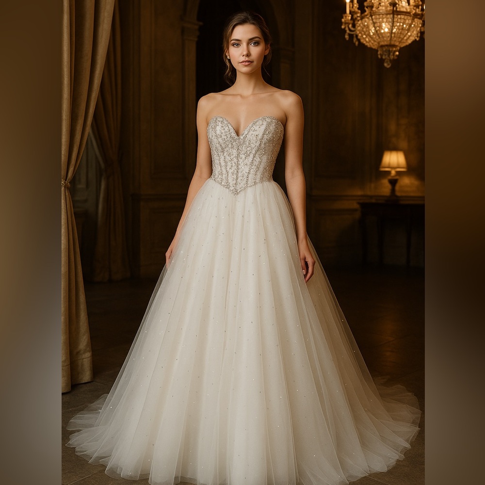 Mori Lee Beaded Ball Gown Dress 3/4 Sweetheart Corset Tulle – Formal/Quinceañera